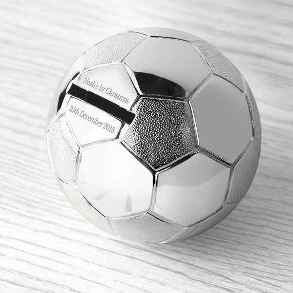Personalised Gifts For Kids - Silver Plated Football Money Box