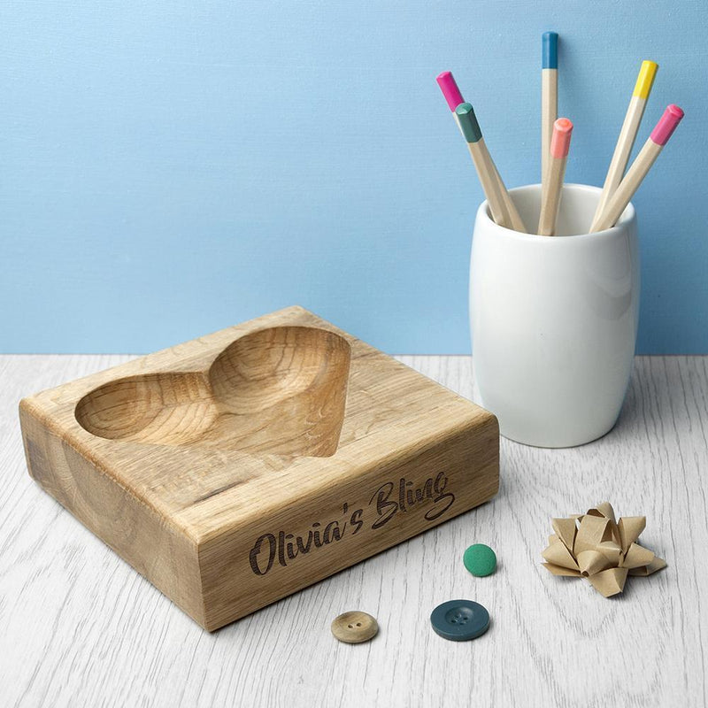 Personalised Gifts For Men Solid Oak Trinket Dish