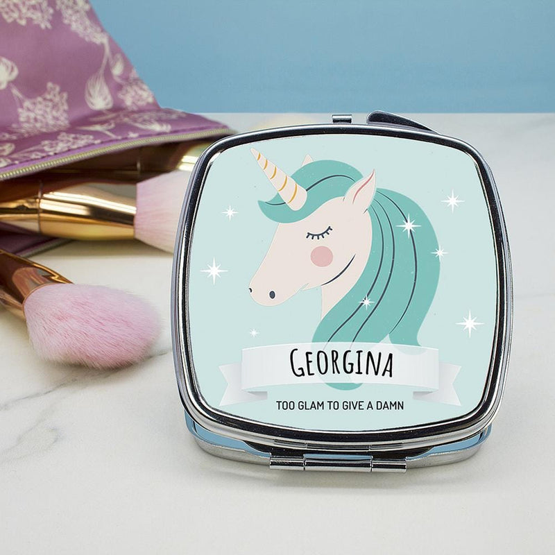 Unique Personalized Gifts  Sparkle Squad Square Blue Compact Mirror