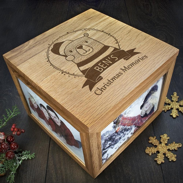 Personalised Christmas Gifts - Woodland Bear Christmas Memory Box