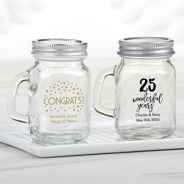 Personalized 4 oz. Mini Mason Mug Shot Glass with Lid - Anniversary-Personalized Coasters-JadeMoghul Inc.
