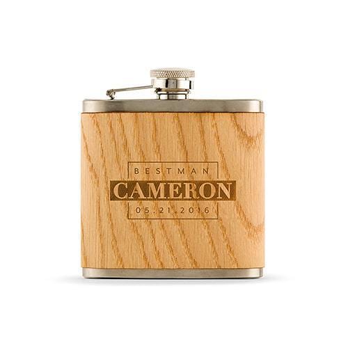 Personalized Best Man Oak Wrapped Hip Flask (Pack of 1)-Personalized Gifts For Men-JadeMoghul Inc.