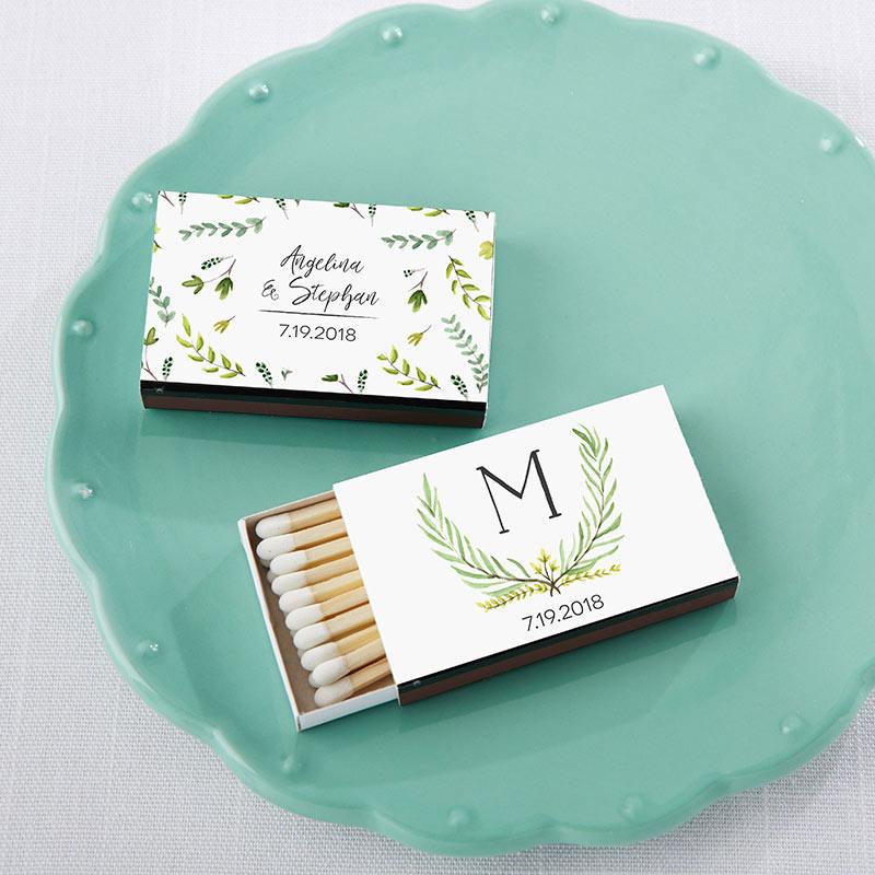 Personalized Black Matchboxes - Botanical Garden (Set of 50)-Personalized Favor Box Wrappers-JadeMoghul Inc.