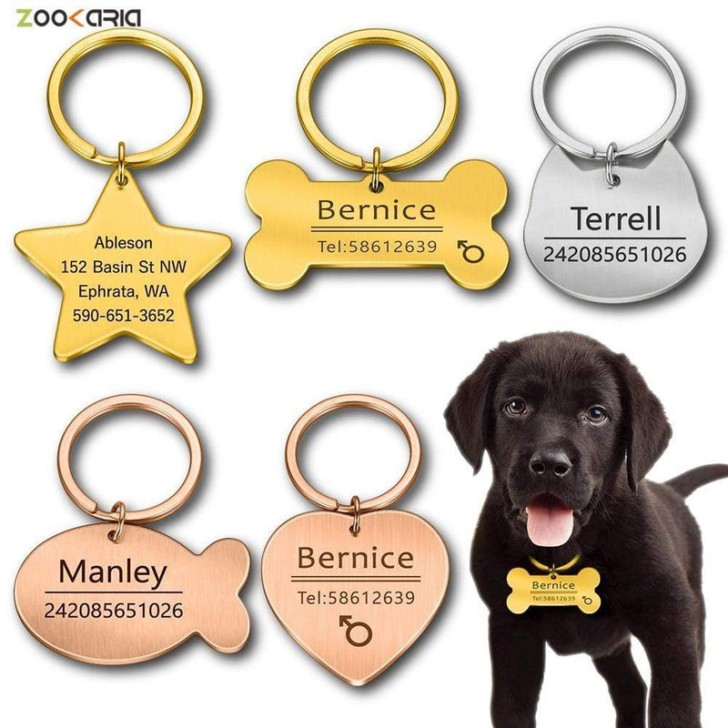 Personalized Cat Dog Pet ID Tag Keychain Engraved Pet ID Name for Cat Puppy Dog Collar Tag Pendant Keyring Bone Pet Accessories JadeMoghul Inc. 