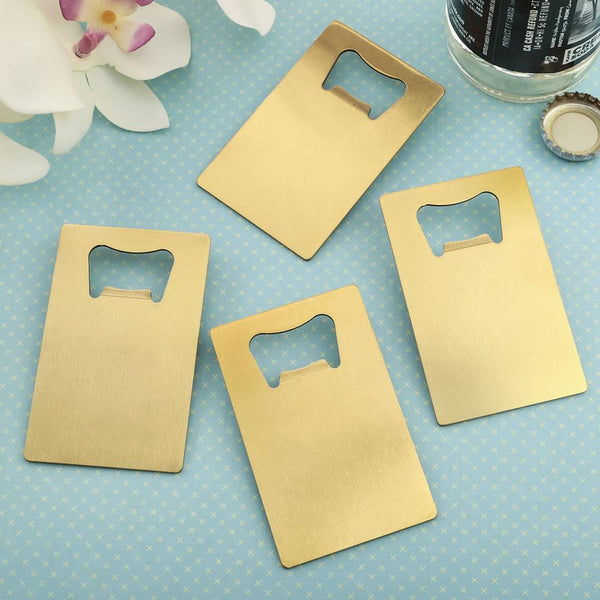Personalized Coasters perfectly plain collection - credit card brushed gold stainless steel bottle opener Fashioncraft