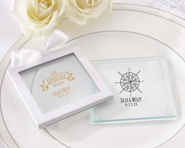 Personalized Coasters Personalized Glass Coaster - Travel & Adventure (3 Sets of 12) Kate Aspen