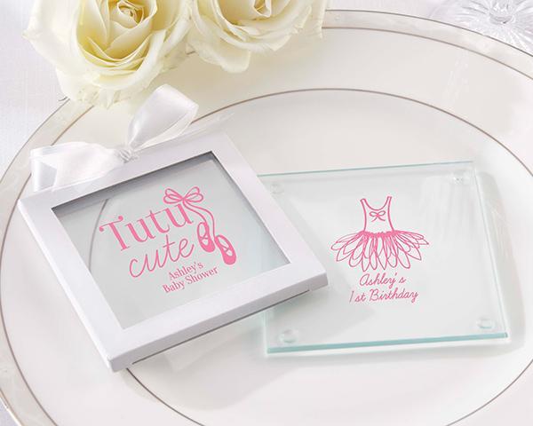 Personalized Coasters Personalized Glass Coaster - Tutu Cute (3 Sets of 12) Kate Aspen