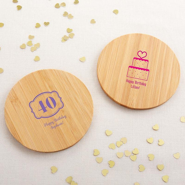 Personalized Coasters Personalized Wood Round Coaster - Birthday (3 Sets of 12) Kate Aspen