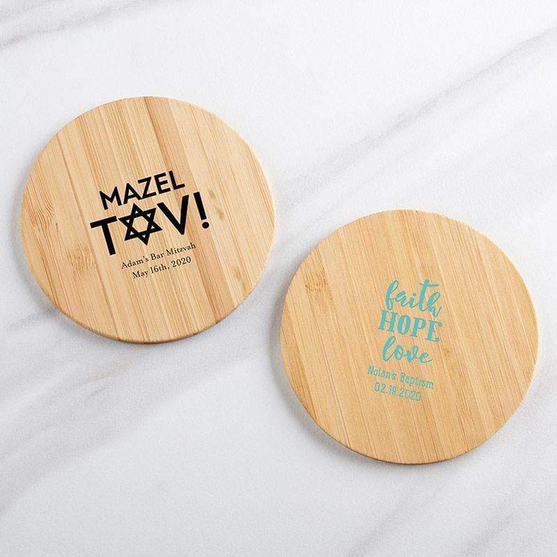 Personalized Coasters Personalized Wood Round Coaster - Religious (3 Sets of 12) Kate Aspen