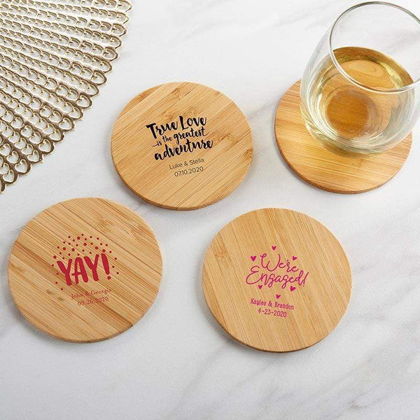 Personalized Coasters Personalized Wood Round Coaster - Wedding (3 Sets of 12) Kate Aspen