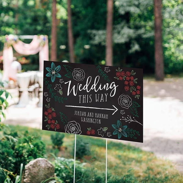 Personalized Directional Sign (18x12) - Chalk Wedding-Wedding Signs-JadeMoghul Inc.