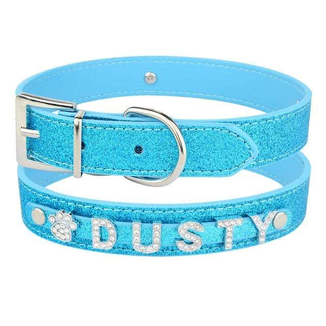 Personalized Dog Collar Leather Rhinestone Bling Charms Custom Pet Dogs Cat Name JadeMoghul Inc. 