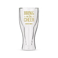 Personalized Double Walled Beer Glass Bring on the Cheer Print Gold (Pack of 1)-Personalized Gifts for Men-Black-JadeMoghul Inc.