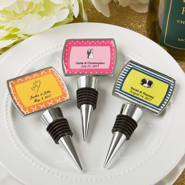 Personalized epoxy dome chrome metal finish bottle stopper-Favors By Season-JadeMoghul Inc.
