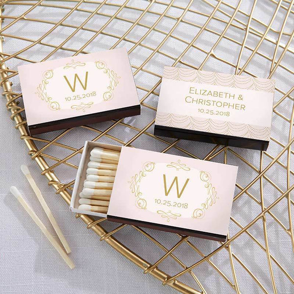 Personalized Black Matchboxes - Modern Romance (Set of 50)