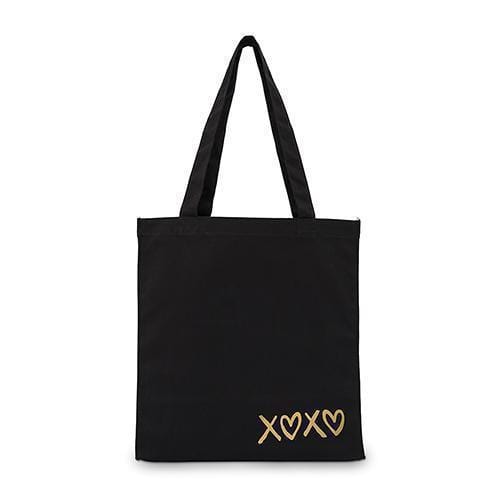 XOXO Black Canvas Tote Bag Mini Tote with Gussets (Pack of 1)