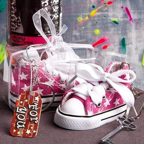 Personalized Gifts for Men Oh-so-cute pink star print baby sneaker key chain Fashioncraft