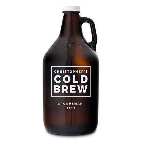 Personalized Gifts For Men Personalized Amber Glass Beer Growler - Cold Brew Print (Pack of 1) Weddingstar