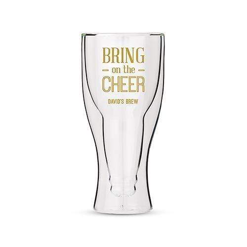 Personalized Gifts for Men Personalized Double Walled Beer Glass Bring on the Cheer Print Gold (Pack of 1) Weddingstar