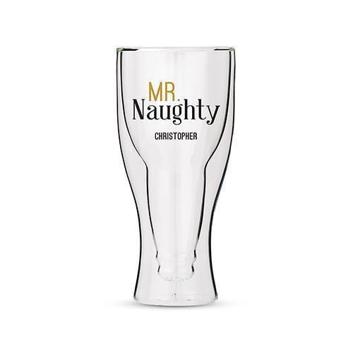 Personalized Gifts for Men Personalized Double Walled Beer Glass Mr. Naughty Print (Pack of 1) Weddingstar