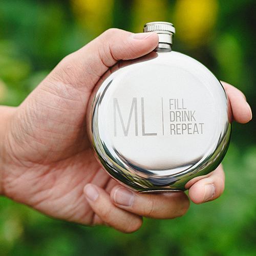 Personalized Gifts For Men Personalized Round Silver Hip Flask - Modern Logo (Pack of 1) Weddingstar
