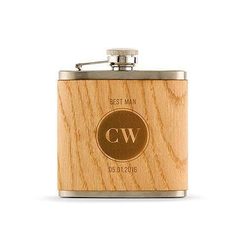 Personalized Gifts For Men Personalized Wood Flask - Etched Circle Monogram (Pack of 1) Weddingstar