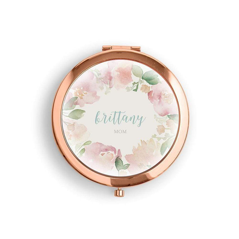 Personalized Gifts For Women Personalized Engraved Bridal Party Pocket Compact Mirror - Garden Party Gold Lavender Weddingstar
