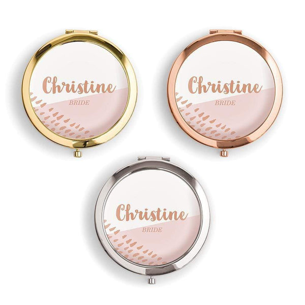Personalized Gifts For Women Personalized Engraved Bridal Party Pocket Compact Mirror - Retro Luxe Gold Weddingstar