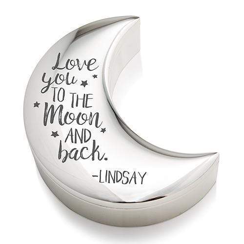 Personalized Gifts for Women Personalized Silver Half Moon Jewelry Box - Love You to the Moon and Back Etching (Pack of 1) Weddingstar