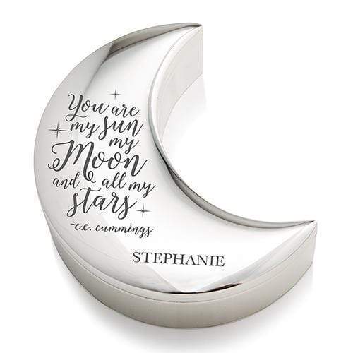 Personalized Gifts for Women Personalized Silver Half Moon Jewelry Box - My Sun Moon and Stars Etching (Pack of 1) Weddingstar