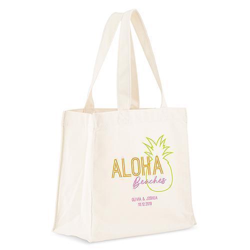 Personalized Gifts for Women Personalized White Canvas Tote Bag - Aloha Beaches Tote Bag with Gussets (Pack of 1) Weddingstar