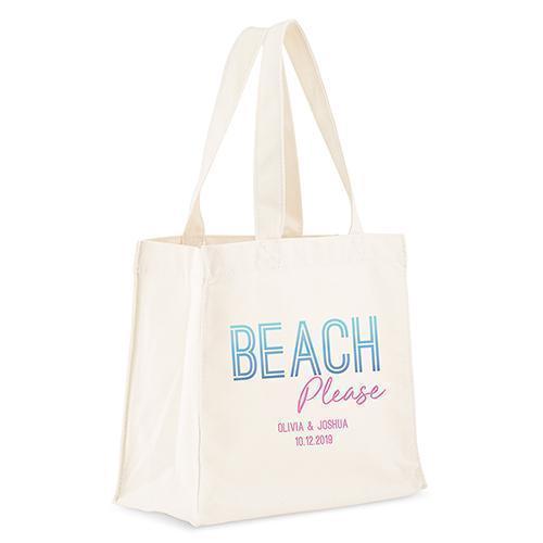 Personalized Gifts for Women Personalized White Canvas Tote Bag - Beach Please Mini Tote with Gussets (Pack of 1) Weddingstar