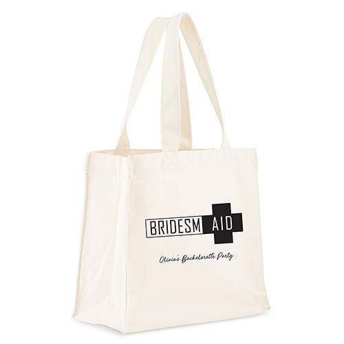 Personalized Gifts for Women Personalized White Canvas Tote Bag - Bridesmaid Survival Kit Tote Bag with Gussets Black (Pack of 1) Weddingstar