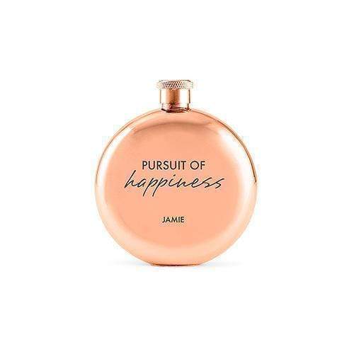 Personalized Gifts for Women Polished Rose Gold Hip Flask - Pursuit of Happiness Etching (Pack of 1) Weddingstar