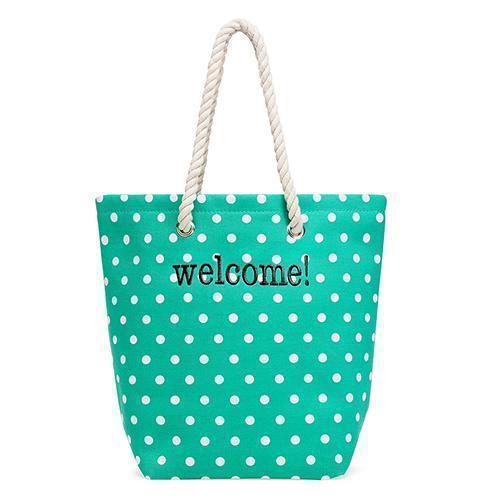 Personalized Gifts for Women Polka Dot Cabana Tote - Green (Pack of 1) Weddingstar