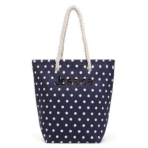 Personalized Gifts for Women Polka Dot Cabana Tote - Navy (Pack of 1) Weddingstar