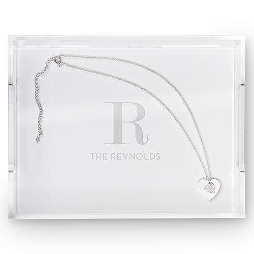 Personalized Gifts for Women Rectangular Acrylic Tray - Modern Serif Initial Etching (Pack of 1) Weddingstar