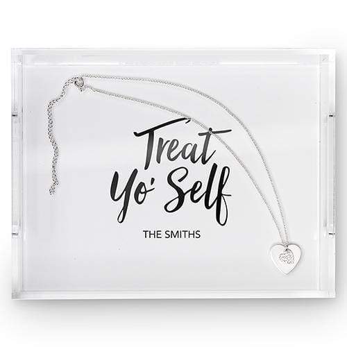 Personalized Gifts for Women Rectangular Acrylic Tray - Treat Yo' Self Printing Black (Pack of 1) Weddingstar