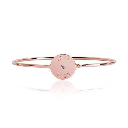 Personalized Gifts for Women Rose Gold Bangle Bracelet Engraved Love with Crystal Rhinestone (Pack of 1) JM Weddings