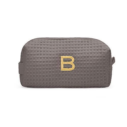 Personalized Gifts for Women Small Cotton Waffle Makeup Bag - Gray (Pack of 1) JM Weddings