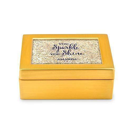 Personalized Gifts for Women Small Modern Personalized Jewelry Box - Sparkle Shine Print Gold  (Pack of 1) JM Weddings