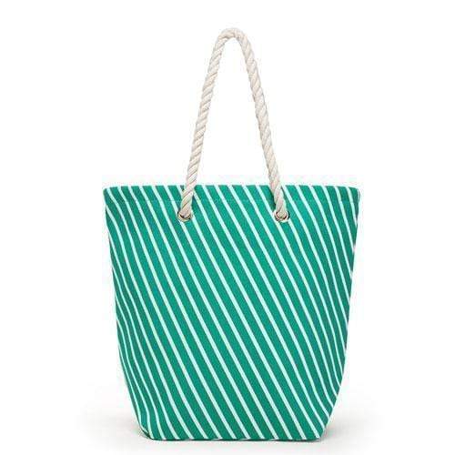 Personalized Gifts for Women Stripe Cabana Tote - Green (Pack of 1) JM Weddings