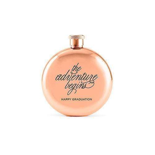 The Adventure Begins Round Rose Gold 3oz Hip Flask (Pack of 1)