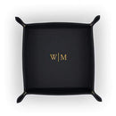 Personalized Gifts for Women Vegan Leather Jewellery Tray - Line Monogram Emboss Medium Black (Pack of 1) JM Weddings