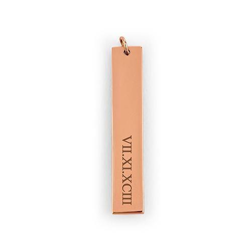 Personalized Gifts for Women Vertical Rectangle Tag Pendant - Roman Numerals Matte Gold (Pack of 1) JM Weddings