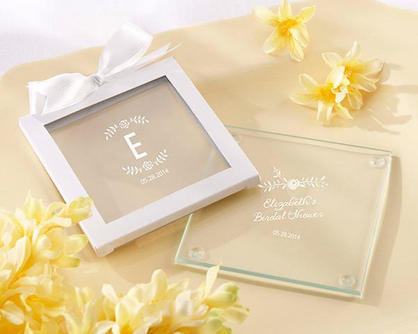 Personalized Glass Coaster - Rustic Bridal Shower (3 Sets of 12)-Bridal Shower Decorations-JadeMoghul Inc.