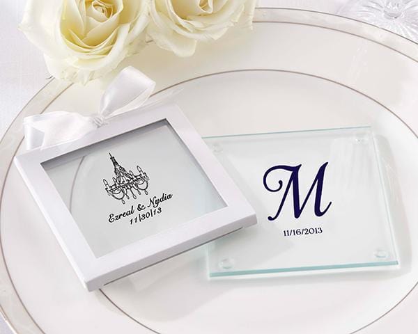 Personalized Glass Coasters - Wedding (3 Sets of 12)-Personalized Coasters-JadeMoghul Inc.