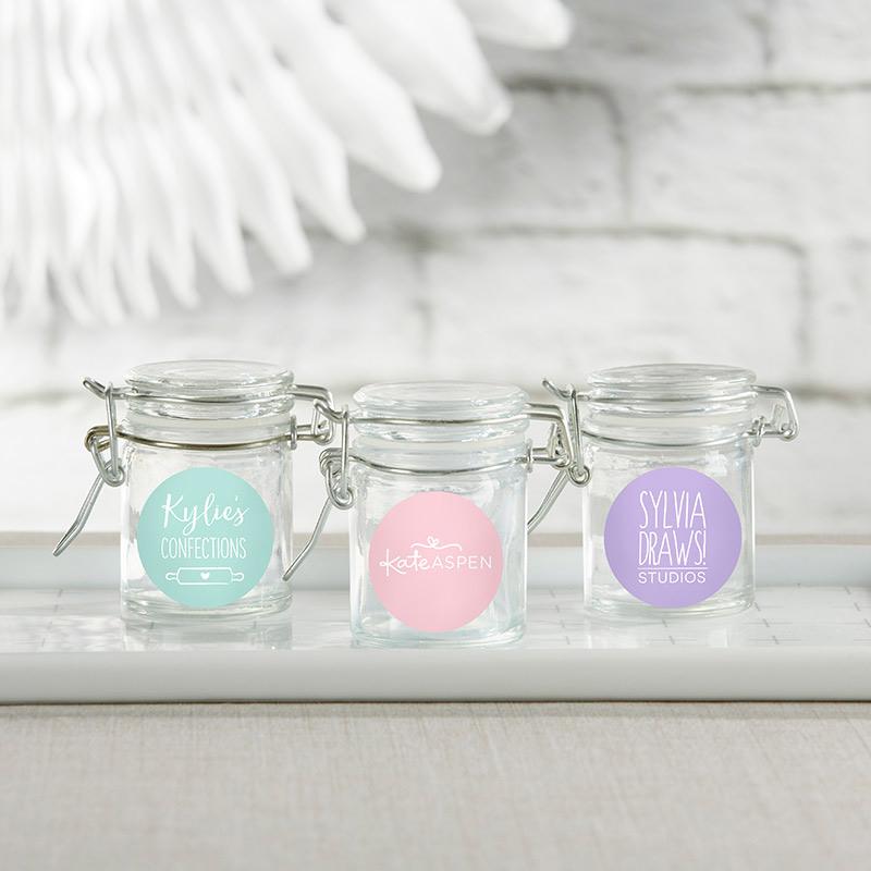 Personalized Glass Favor Jars - Custom Design (Set of 12)-Favor Boxes Bags & Containers-JadeMoghul Inc.