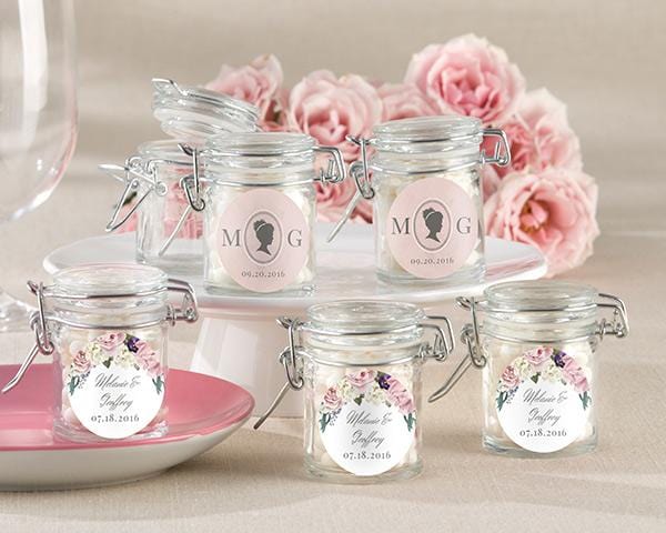 Personalized Glass Favor Jars - English Garden (Set of 12)-Favor Boxes Bags & Containers-JadeMoghul Inc.
