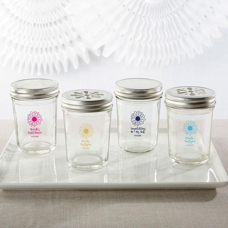 Personalized Glass Mason Jar - Sunflower (3 Sets of 12)-Favor Boxes & Containers-JadeMoghul Inc.